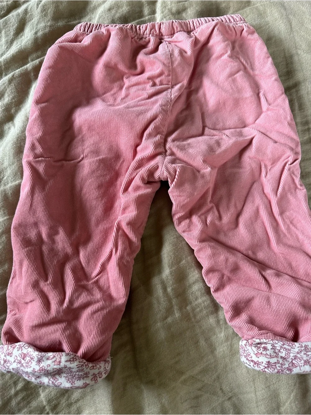 Ralph Lauren Pink Corduroy Baby Girl Pants with Floral Cuff